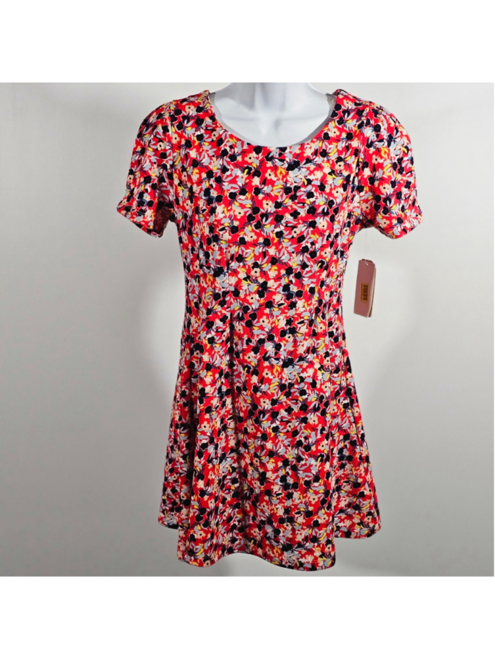 Copper Key Floral Fit & Flare Dress Small NWT Red Multicolor Back Zip Mini